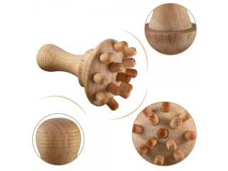 Dispozitiv din lemn de esenta tare, ciuperca, pentru masaj profund, anticelulitic, relaxare, cu 13 proeminente R181S