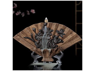 Decoratiune suport conuri parfumate backflow, forma de evantai cu lotus (Cod F63)